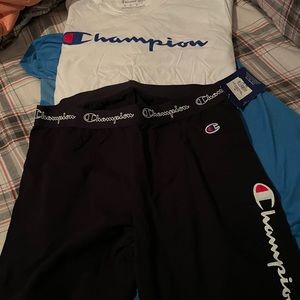 Champion Bundle. 2 spandex tights to your knees or a little above and a shirt.